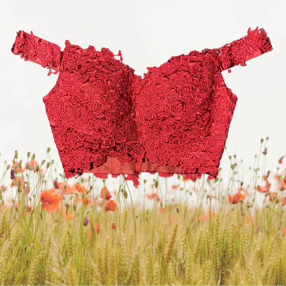 Renaissance Style, Cropped, Lace Top, Burgundy, Tag Size Tag (see pics)